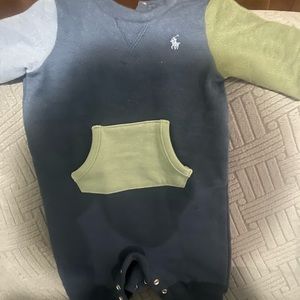 Polo Ralph Lauren Baby Blue Colourblock Coverall Romper